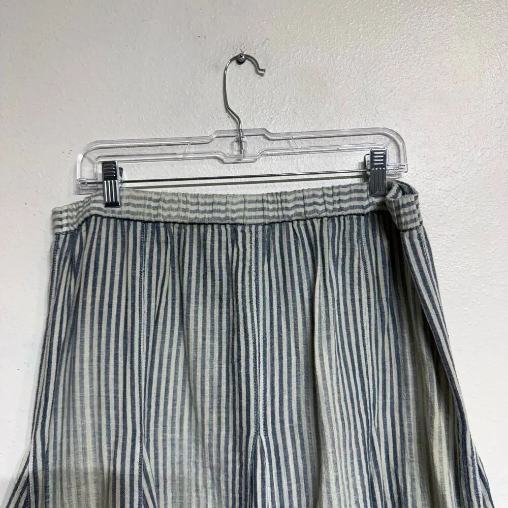 Free People Blue Summer Stripe Candace Midi Skirt Sz M